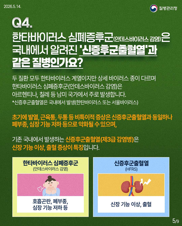 한타바이러스 심폐증후군(안데스바이러스 감염) 핵심 궁금증 7가지를 한눈에!!
