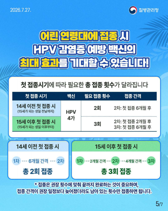 우리 아이 여름방학엔 잊지 말고 HPV 백신 접종!!