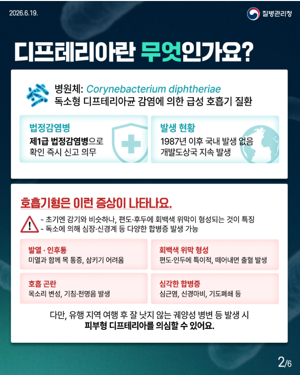 제1급 법정감염병 디프테리아 알고 계신가요??