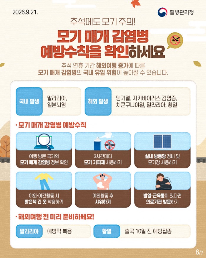 추석 연휴를 위한 상황별 감염병 예방수칙!!